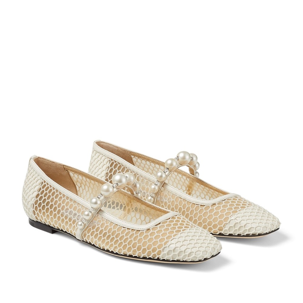 Like new JIMMY CHOO Ade Fishnet Ballet Flats 38.5 Mary Jane - Picture 4 of 12